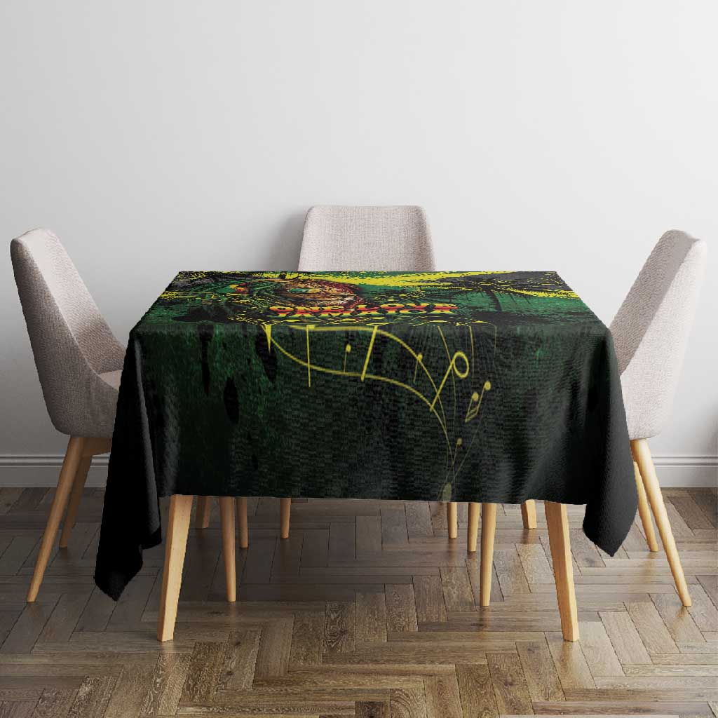 One Love Jamaica Tablecloth Rastafarian Lion Reggae Grunge Style
