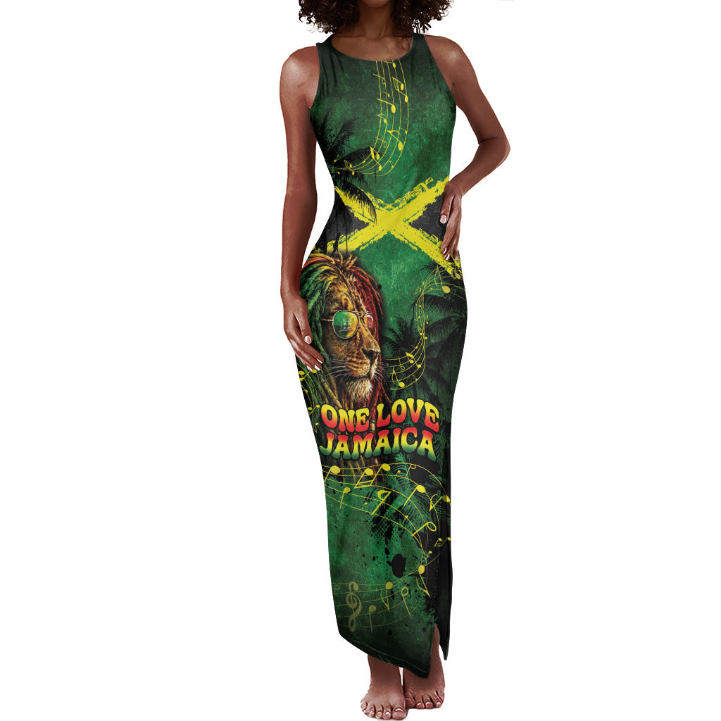 One Love Jamaica Tank Maxi Dress Rastafarian Lion Reggae Grunge Style