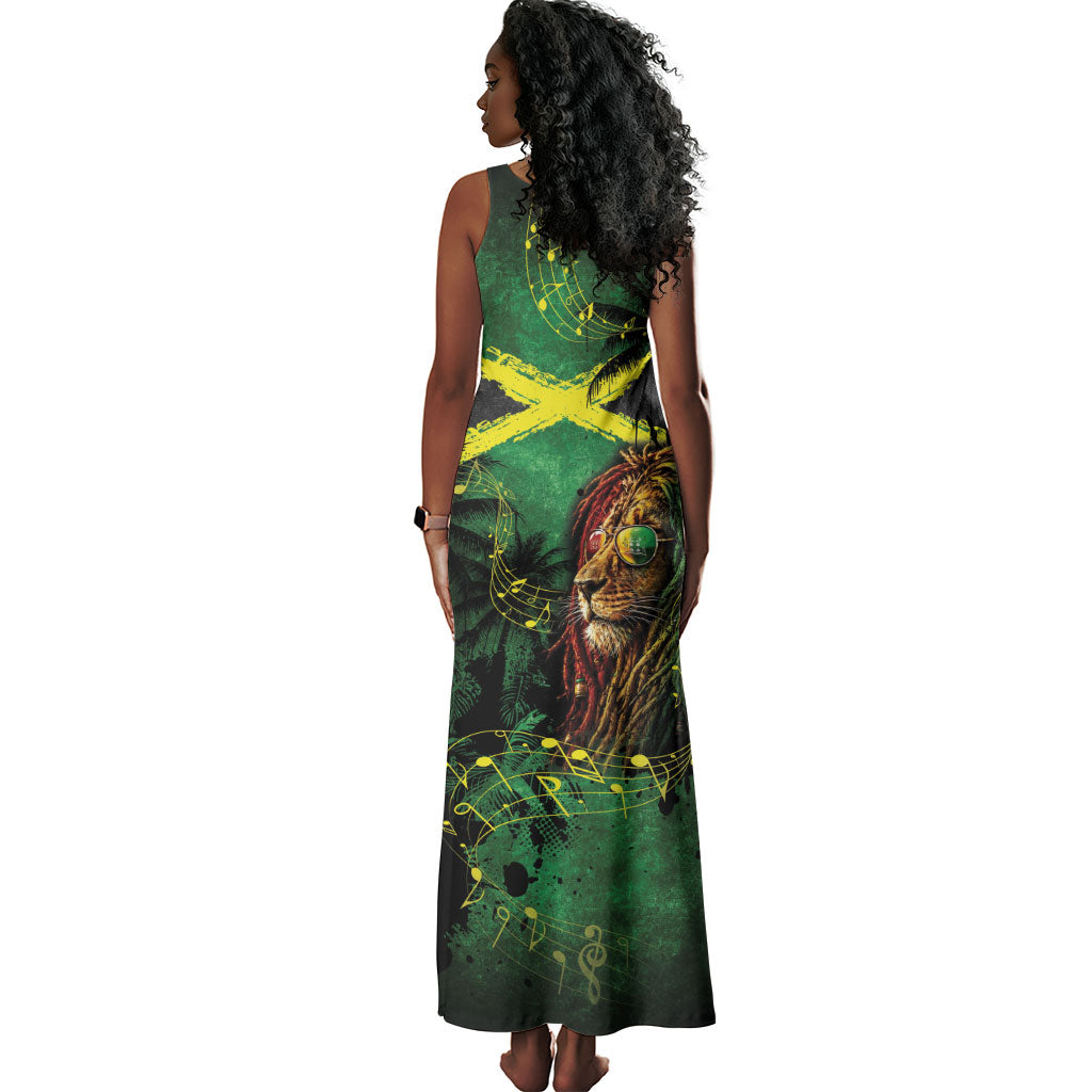 One Love Jamaica Tank Maxi Dress Rastafarian Lion Reggae Grunge Style
