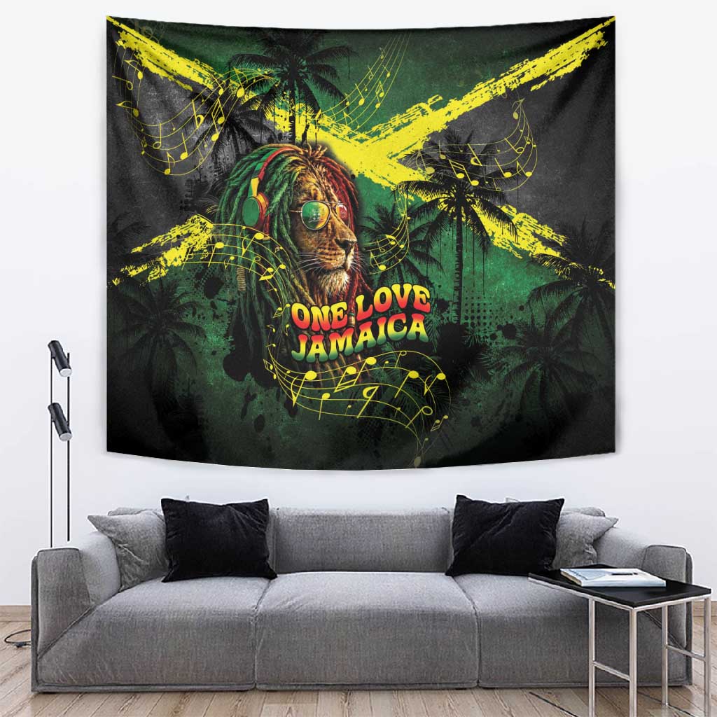One Love Jamaica Tapestry Rastafarian Lion Reggae Grunge Style