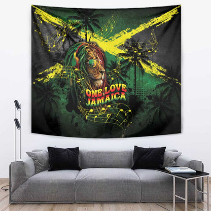 One Love Jamaica Tapestry Rastafarian Lion Reggae Grunge Style