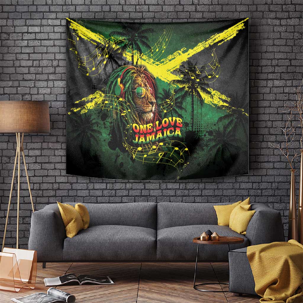 One Love Jamaica Tapestry Rastafarian Lion Reggae Grunge Style
