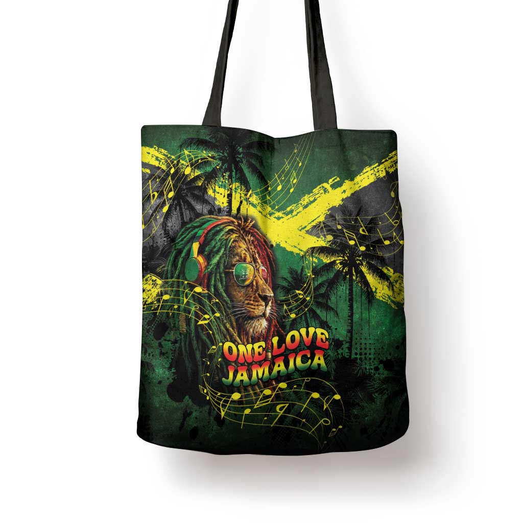 One Love Jamaica Tote Bag Rastafarian Lion Reggae Grunge Style