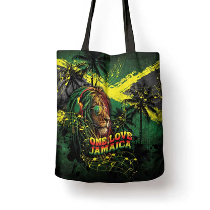 One Love Jamaica Tote Bag Rastafarian Lion Reggae Grunge Style