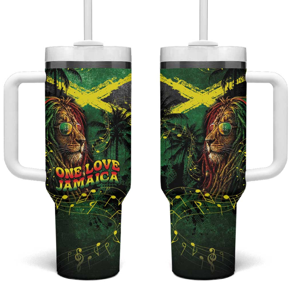One Love Jamaica Tumbler With Handle Rastafarian Lion Reggae Grunge Style