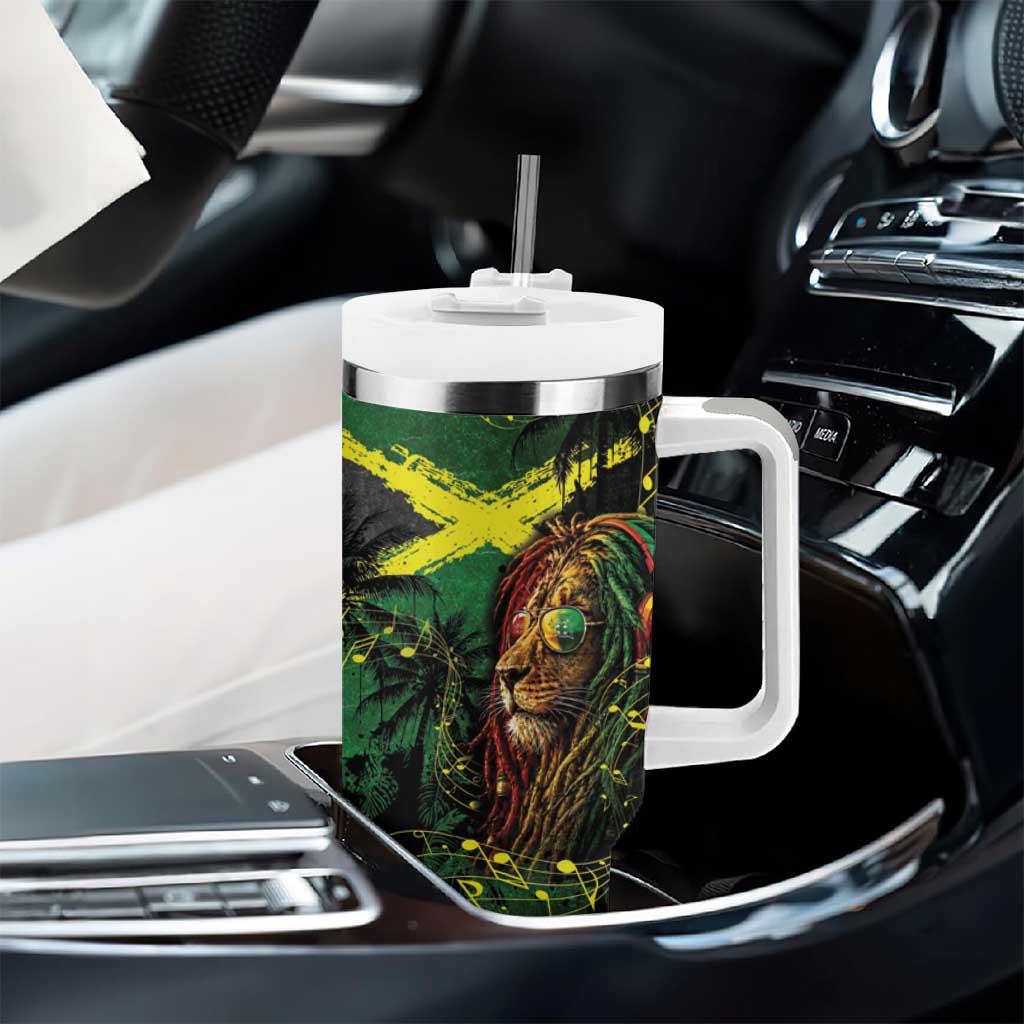 One Love Jamaica Tumbler With Handle Rastafarian Lion Reggae Grunge Style