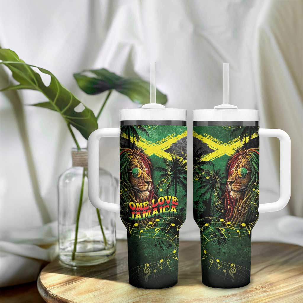 One Love Jamaica Tumbler With Handle Rastafarian Lion Reggae Grunge Style