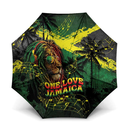 One Love Jamaica Umbrella Rastafarian Lion Reggae Grunge Style