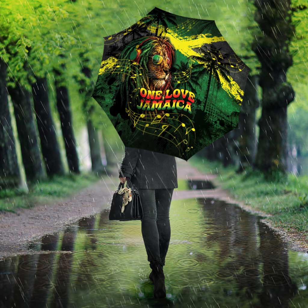 One Love Jamaica Umbrella Rastafarian Lion Reggae Grunge Style