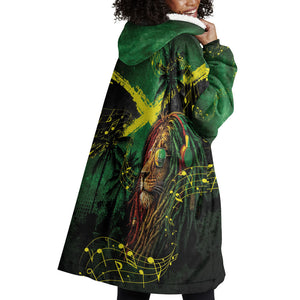 One Love Jamaica Wearable Blanket Hoodie Rastafarian Lion Reggae Grunge Style