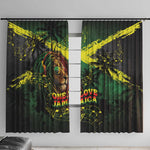 One Love Jamaica Window Curtain Rastafarian Lion Reggae Grunge Style