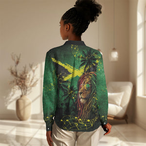 One Love Jamaica Women Casual Shirt Rastafarian Lion Reggae Grunge Style
