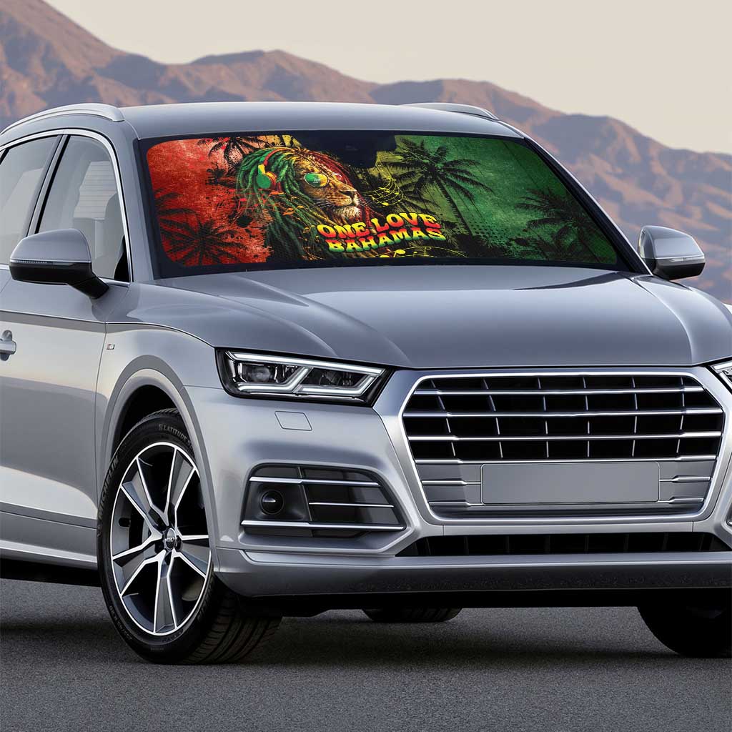 One Love Bahamas Auto Sun Shade Rastafarian Lion Reggae Grunge Style
