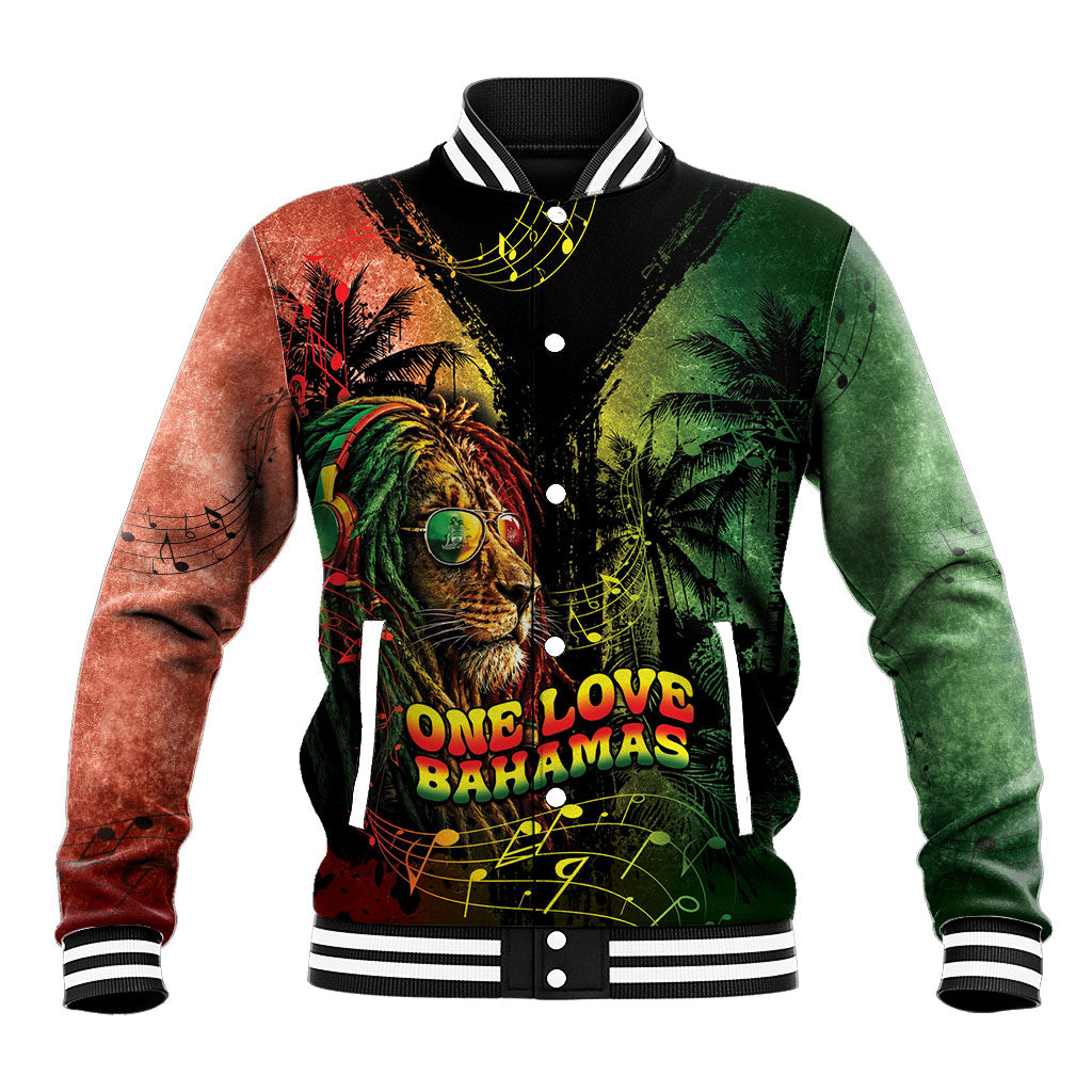 One Love Bahamas Baseball Jacket Rastafarian Lion Reggae Grunge Style