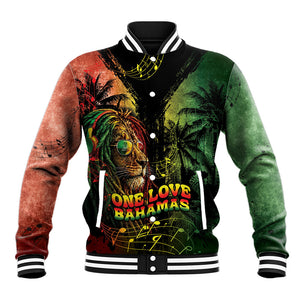 One Love Bahamas Baseball Jacket Rastafarian Lion Reggae Grunge Style