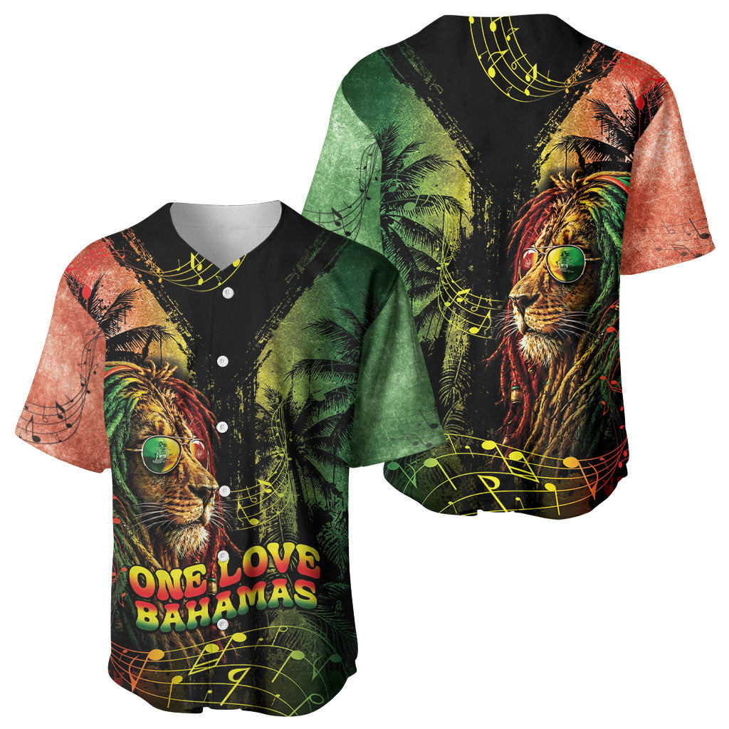 One Love Bahamas Baseball Jersey Rastafarian Lion Reggae Grunge Style