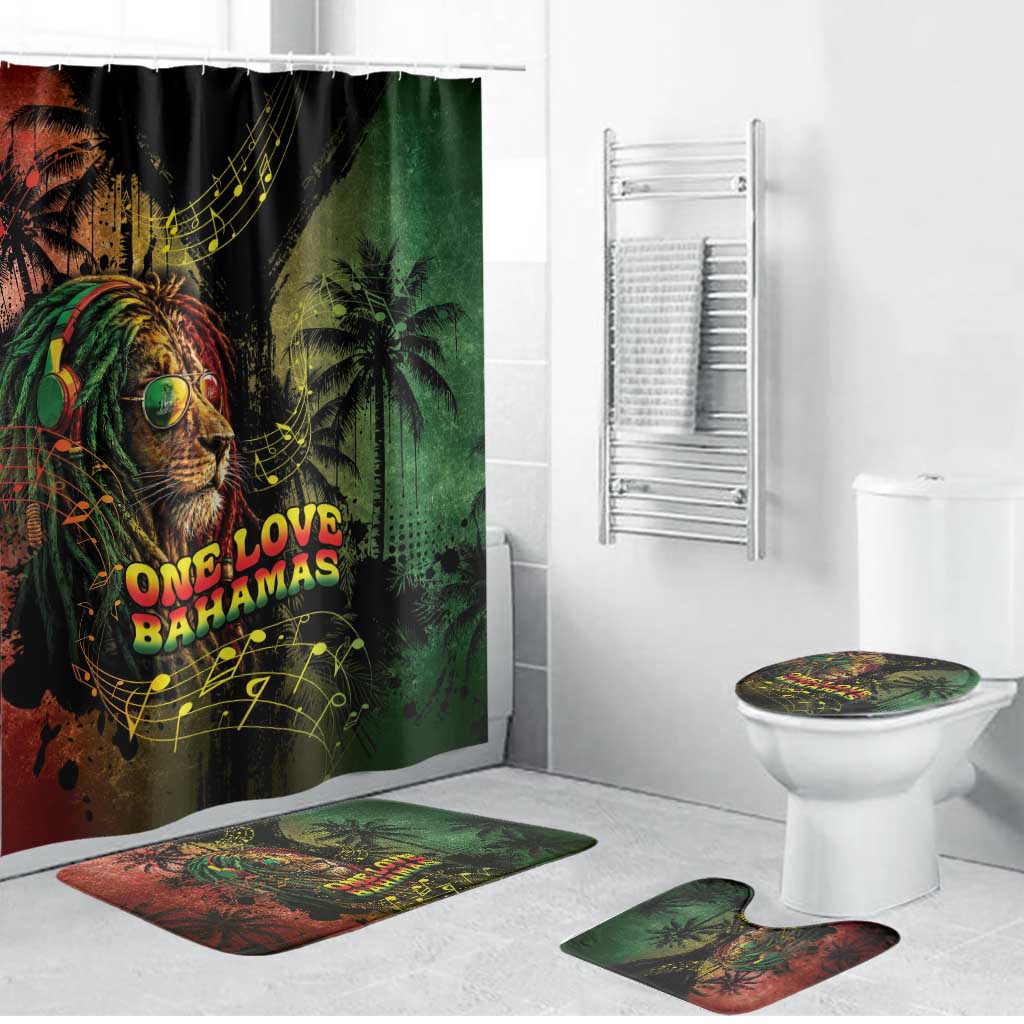 One Love Bahamas Bathroom Set Rastafarian Lion Reggae Grunge Style