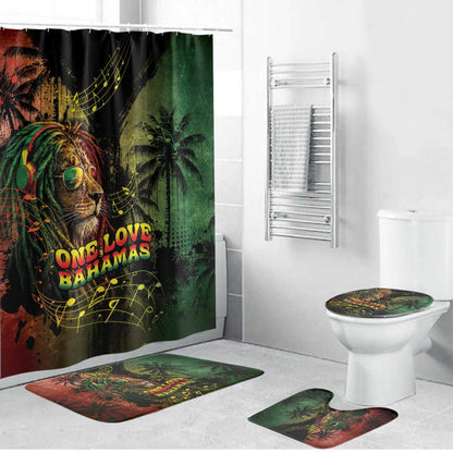 One Love Bahamas Bathroom Set Rastafarian Lion Reggae Grunge Style