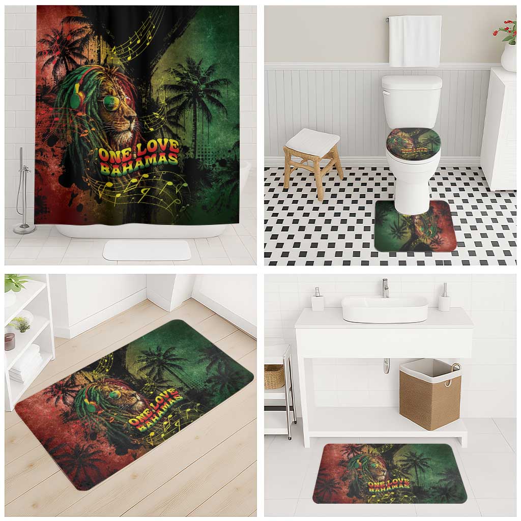One Love Bahamas Bathroom Set Rastafarian Lion Reggae Grunge Style