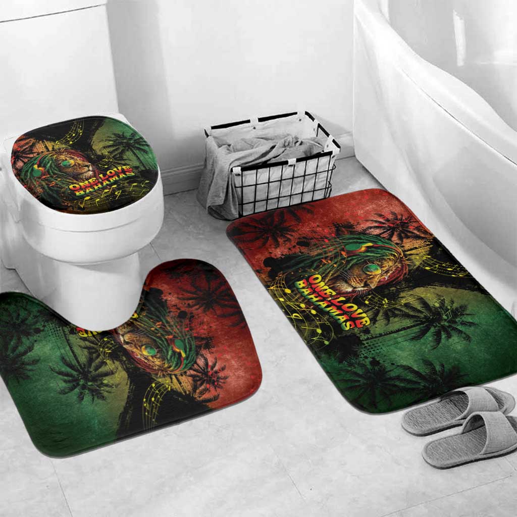 One Love Bahamas Bathroom Set Rastafarian Lion Reggae Grunge Style