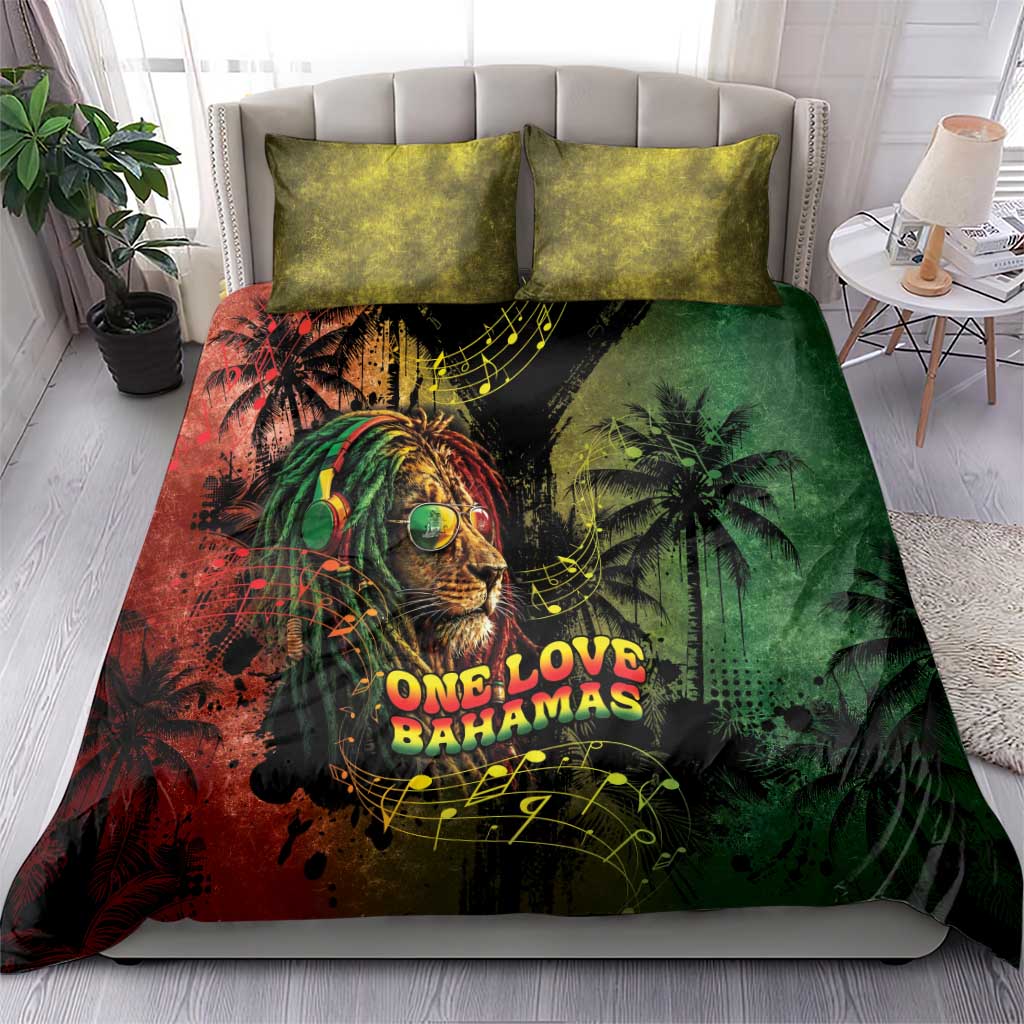 One Love Bahamas Bedding Set Rastafarian Lion Reggae Grunge Style