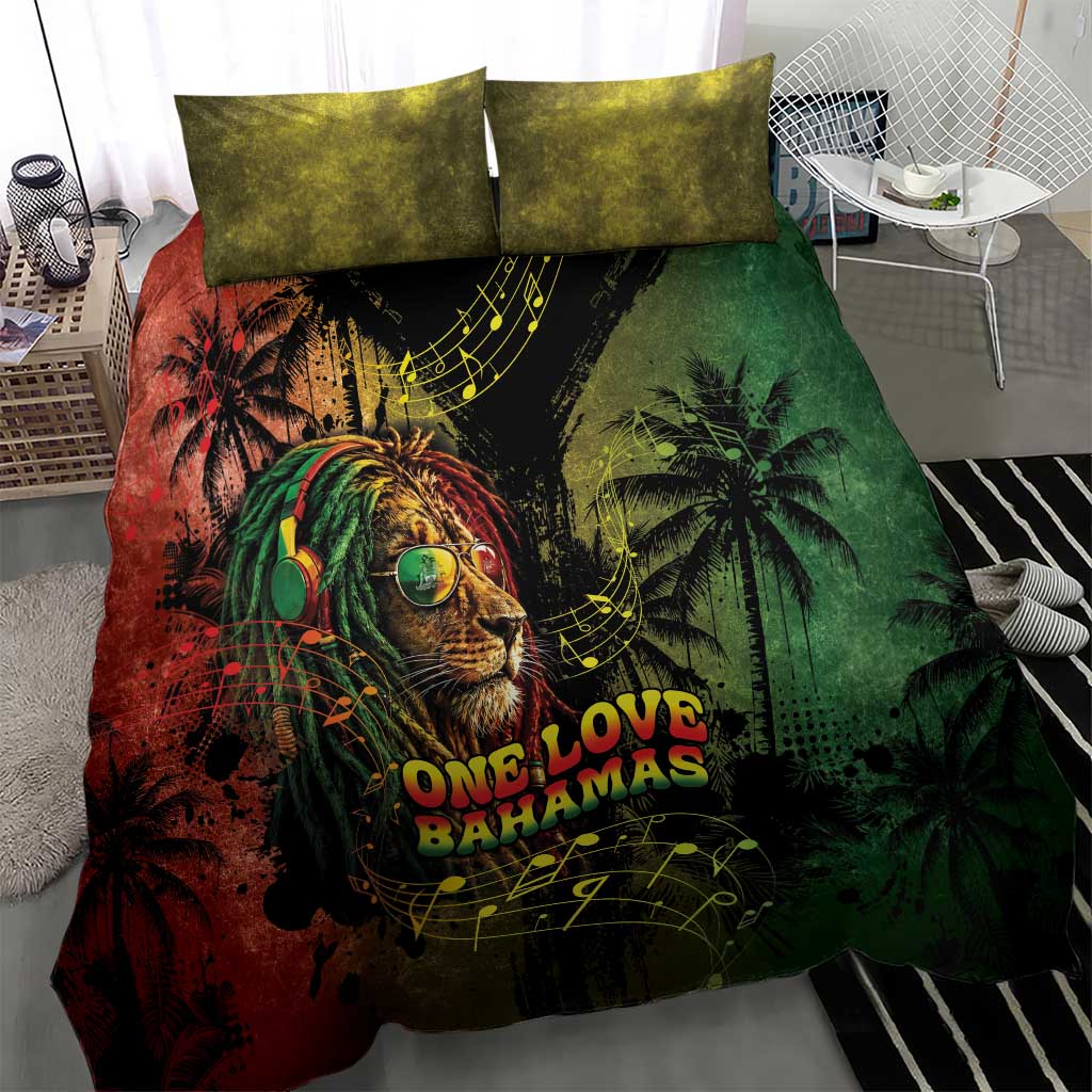 One Love Bahamas Bedding Set Rastafarian Lion Reggae Grunge Style