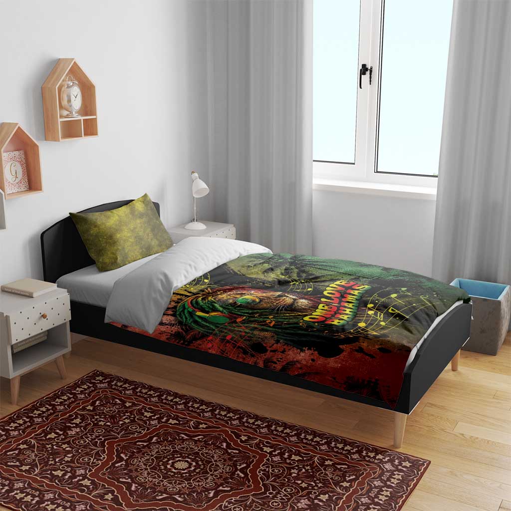 One Love Bahamas Bedding Set Rastafarian Lion Reggae Grunge Style