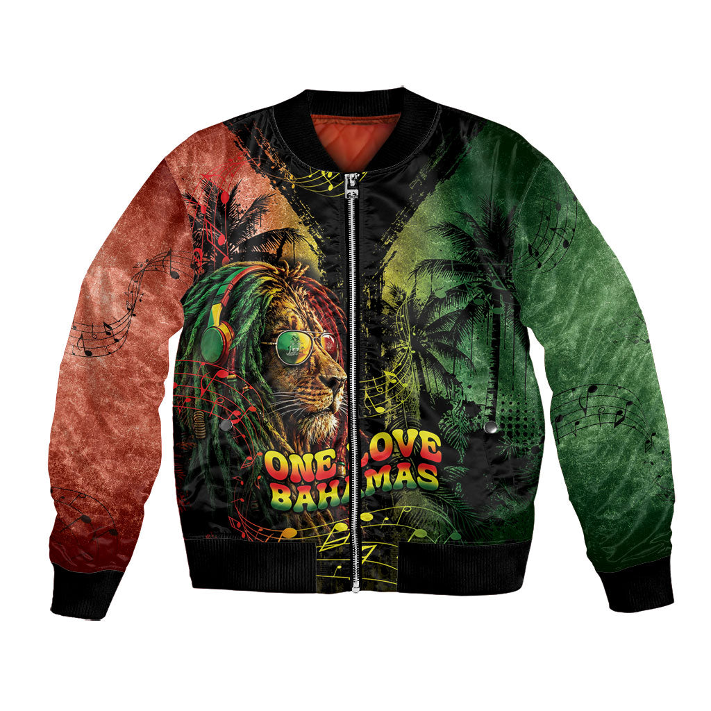 One Love Bahamas Bomber Jacket Rastafarian Lion Reggae Grunge Style