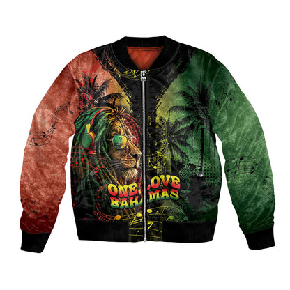 One Love Bahamas Bomber Jacket Rastafarian Lion Reggae Grunge Style
