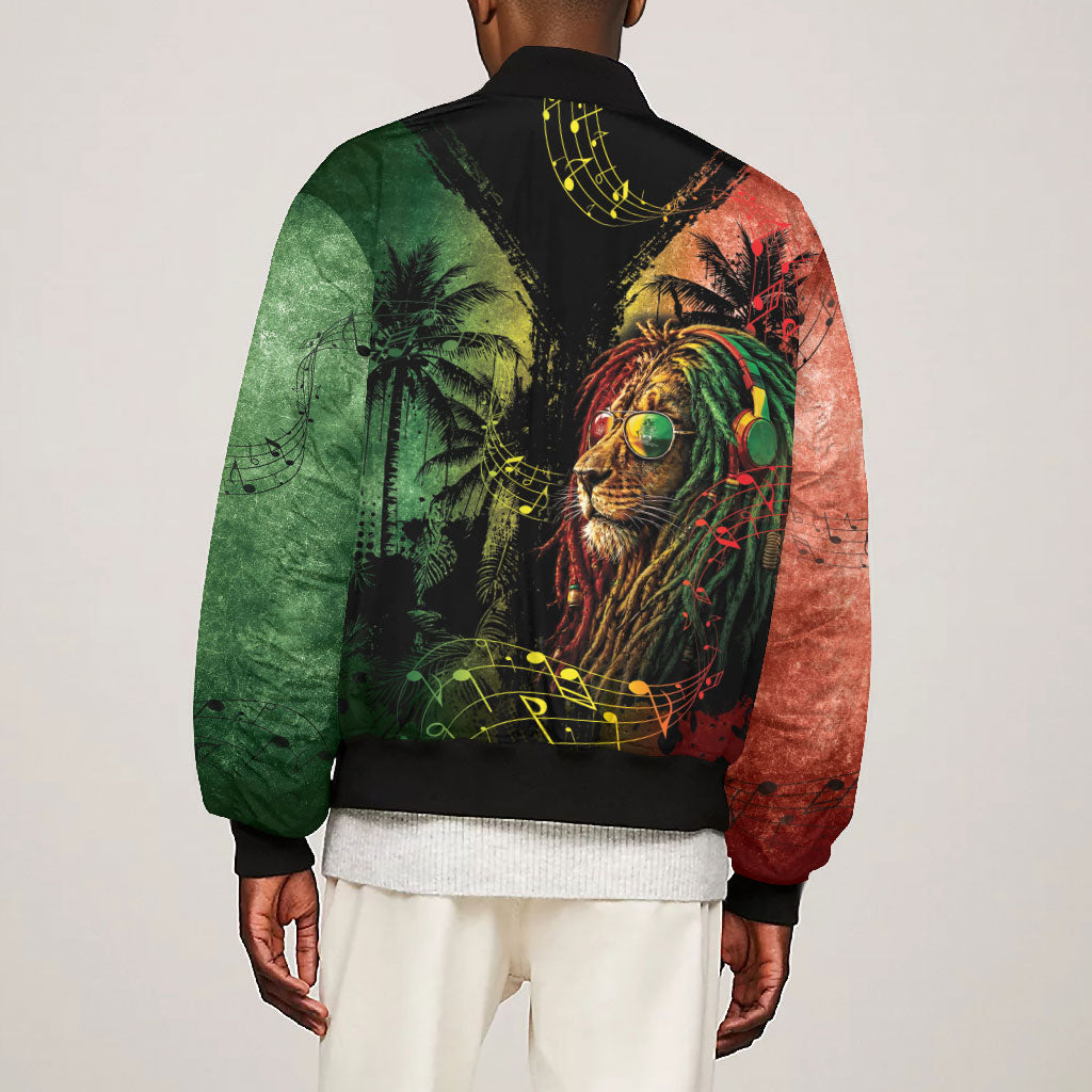One Love Bahamas Bomber Jacket Rastafarian Lion Reggae Grunge Style