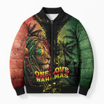 One Love Bahamas Bomber Puffer Jacket Rastafarian Lion Reggae Grunge Style