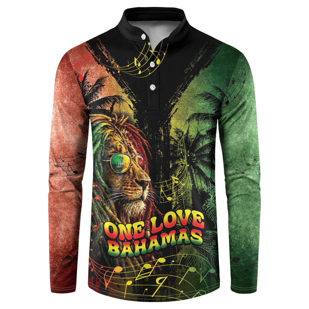 One Love Bahamas Button Sweatshirt Rastafarian Lion Reggae Grunge Style
