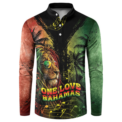 One Love Bahamas Button Sweatshirt Rastafarian Lion Reggae Grunge Style