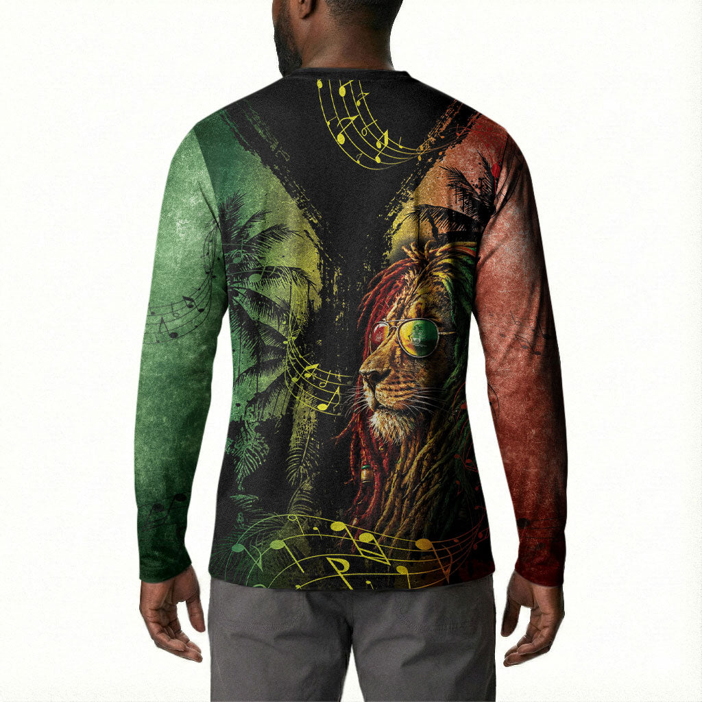 One Love Bahamas Button Sweatshirt Rastafarian Lion Reggae Grunge Style