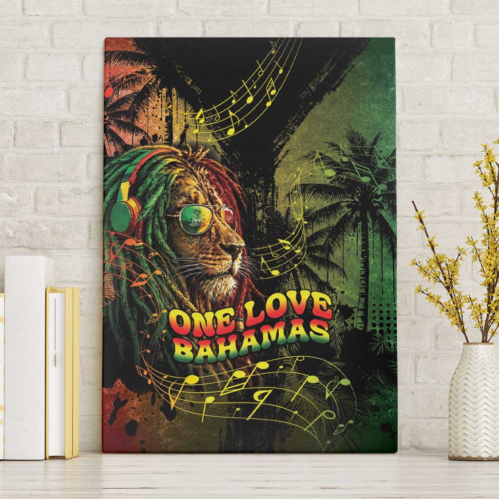 One Love Bahamas Canvas Wall Art Rastafarian Lion Reggae Grunge Style