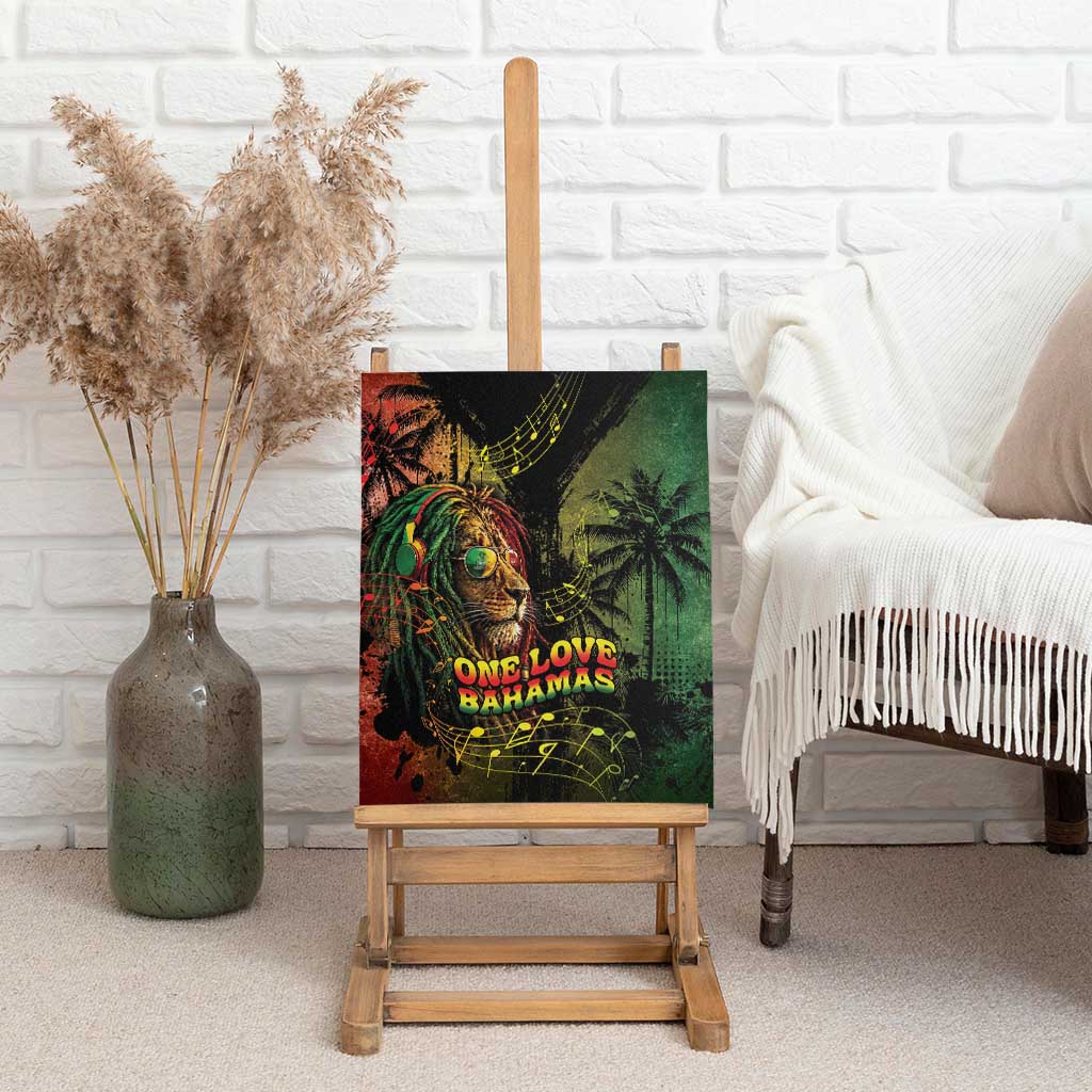 One Love Bahamas Canvas Wall Art Rastafarian Lion Reggae Grunge Style