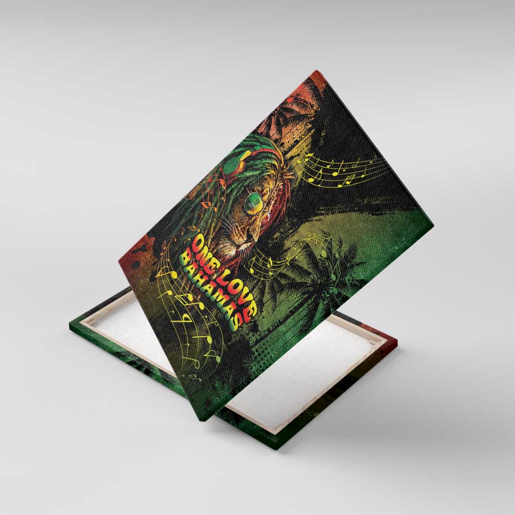 One Love Bahamas Canvas Wall Art Rastafarian Lion Reggae Grunge Style