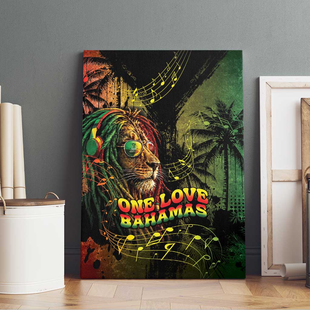 One Love Bahamas Canvas Wall Art Rastafarian Lion Reggae Grunge Style