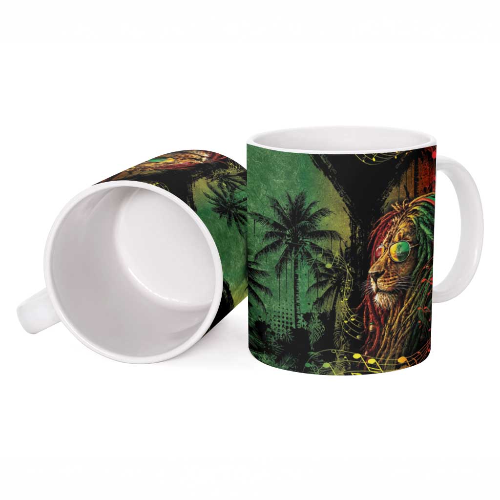One Love Bahamas Ceramic Mug Rastafarian Lion Reggae Grunge Style