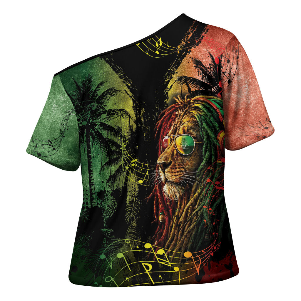 One Love Bahamas Cross Shoulder Shirt Rastafarian Lion Reggae Grunge Style