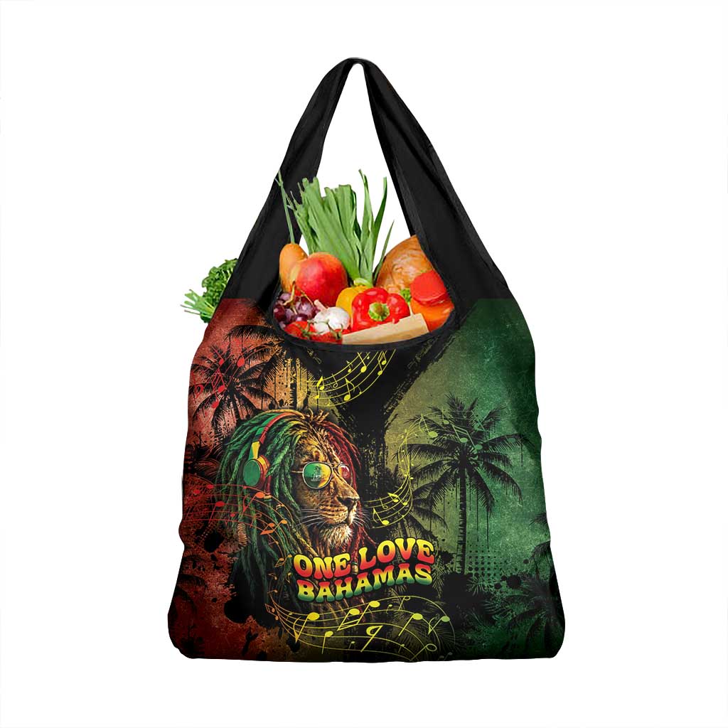 One Love Bahamas Grocery Bag Rastafarian Lion Reggae Grunge Style