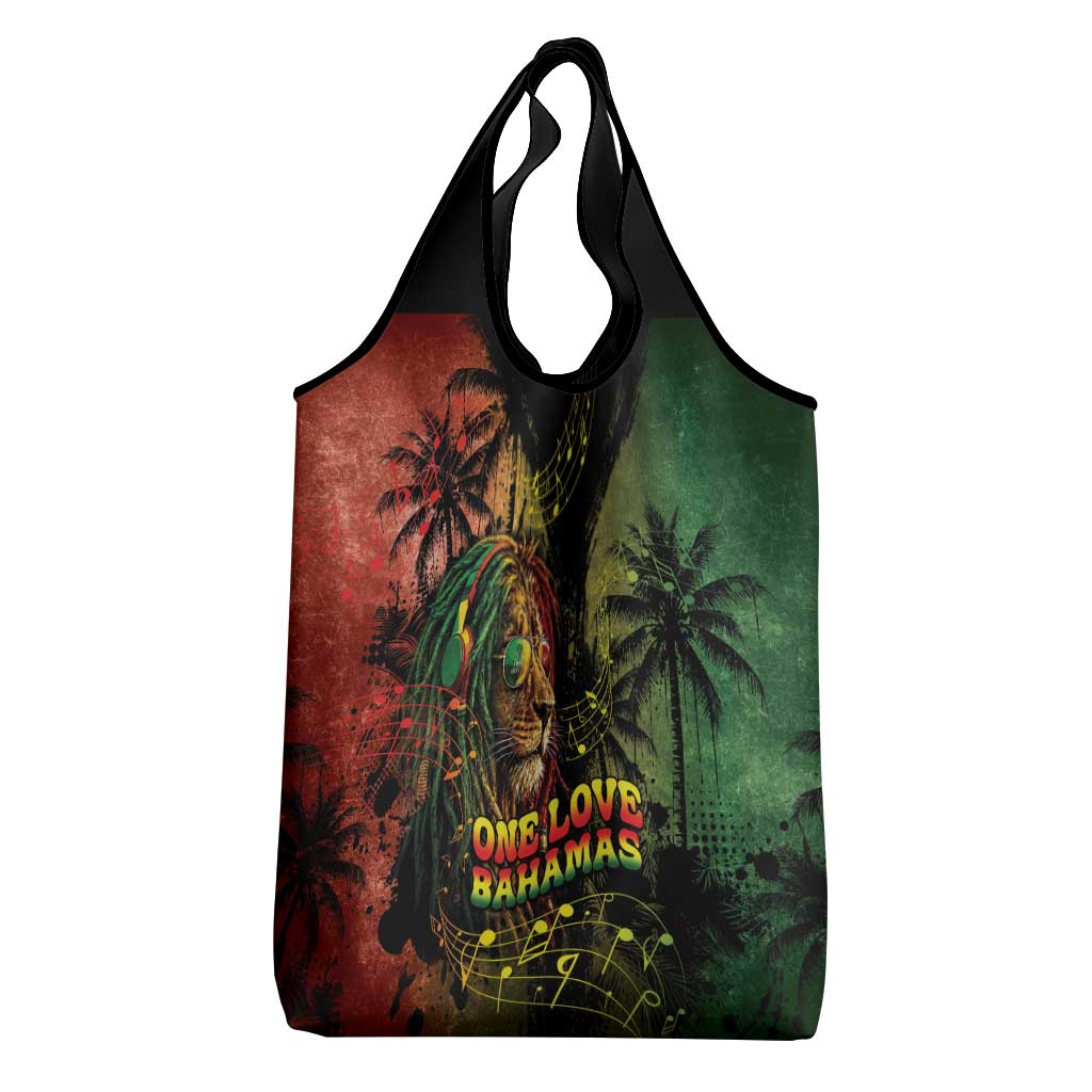 One Love Bahamas Grocery Bag Rastafarian Lion Reggae Grunge Style