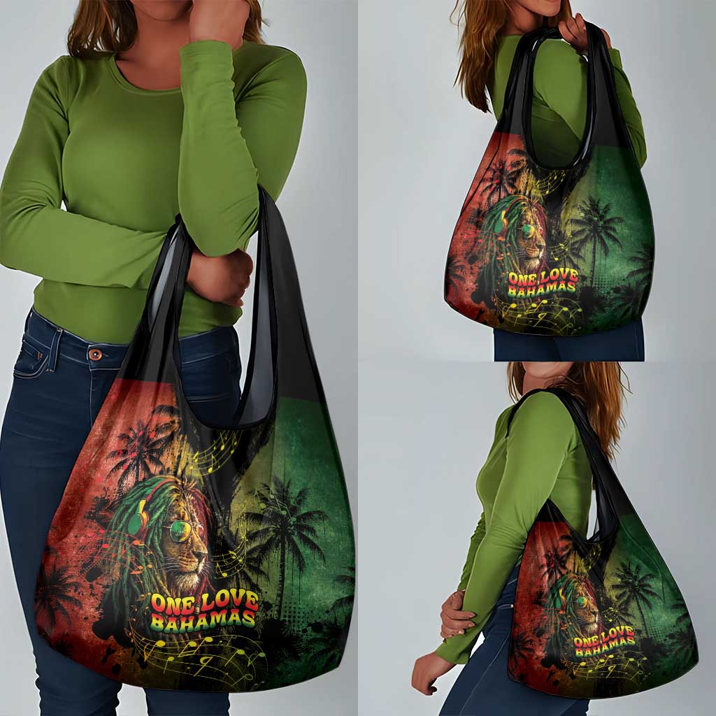 One Love Bahamas Grocery Bag Rastafarian Lion Reggae Grunge Style