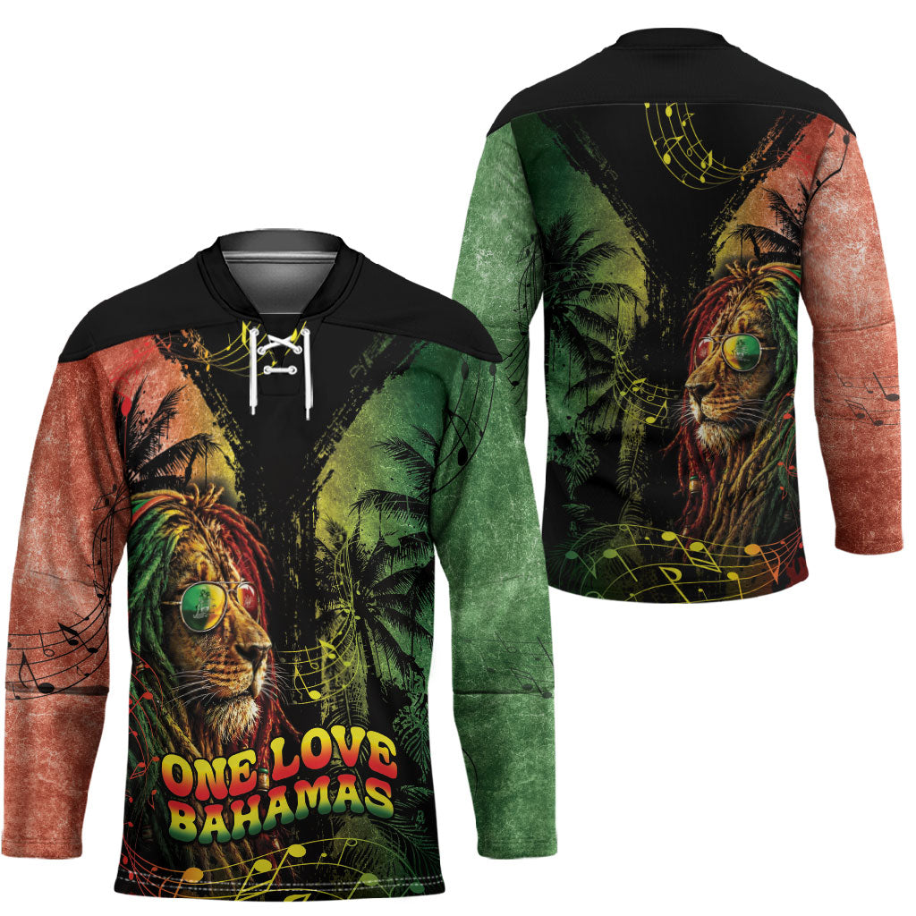 One Love Bahamas Hockey Jersey Rastafarian Lion Reggae Grunge Style