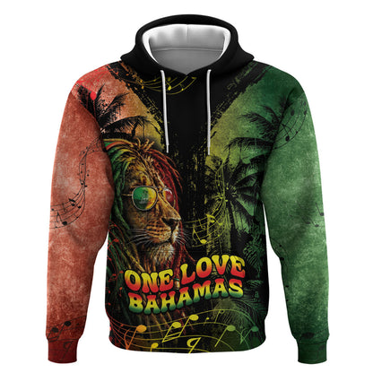 One Love Bahamas Hoodie Rastafarian Lion Reggae Grunge Style