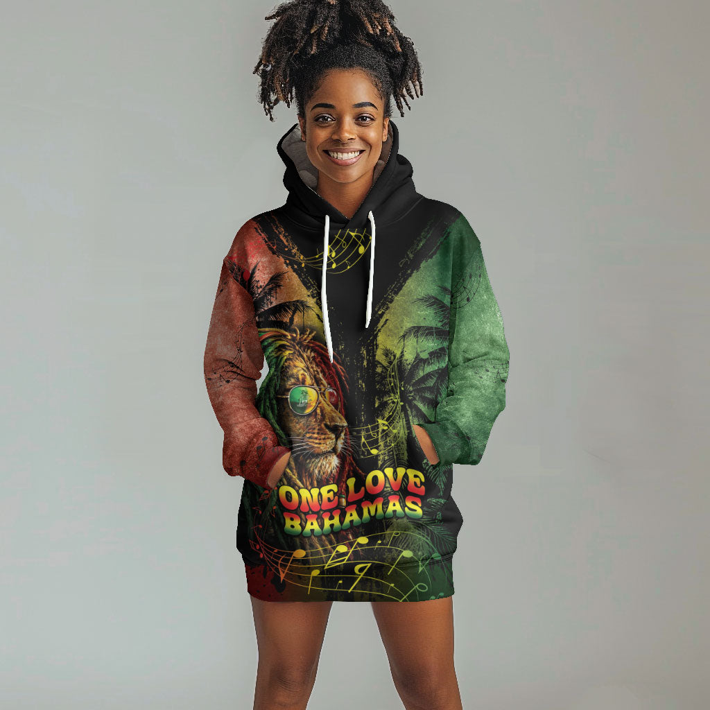 One Love Bahamas Hoodie Dress Rastafarian Lion Reggae Grunge Style