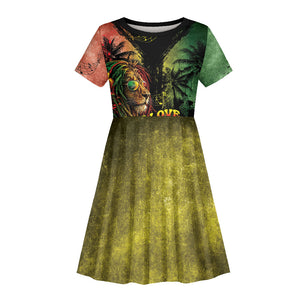 One Love Bahamas Kid Short Sleeve Dress Rastafarian Lion Reggae Grunge Style