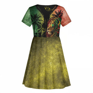 One Love Bahamas Kid Short Sleeve Dress Rastafarian Lion Reggae Grunge Style