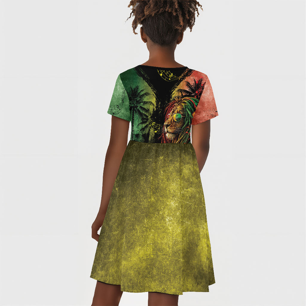 One Love Bahamas Kid Short Sleeve Dress Rastafarian Lion Reggae Grunge Style