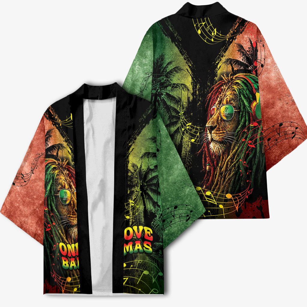 One Love Bahamas Kimono Rastafarian Lion Reggae Grunge Style